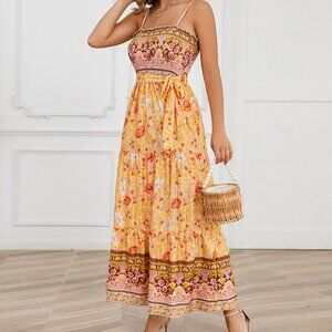 Sleeveless suspender dress solid color hollow lace patchwork square neck